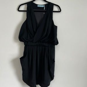 NWOT Guess by Marciano size Small black silk faux wrap silk dress